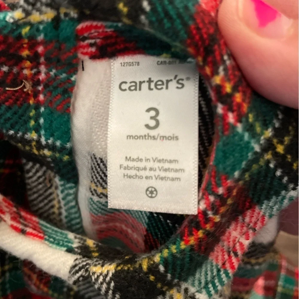 Carters baby girl holiday Plaid Sleeveless Dress - Red, Green, White size 3M